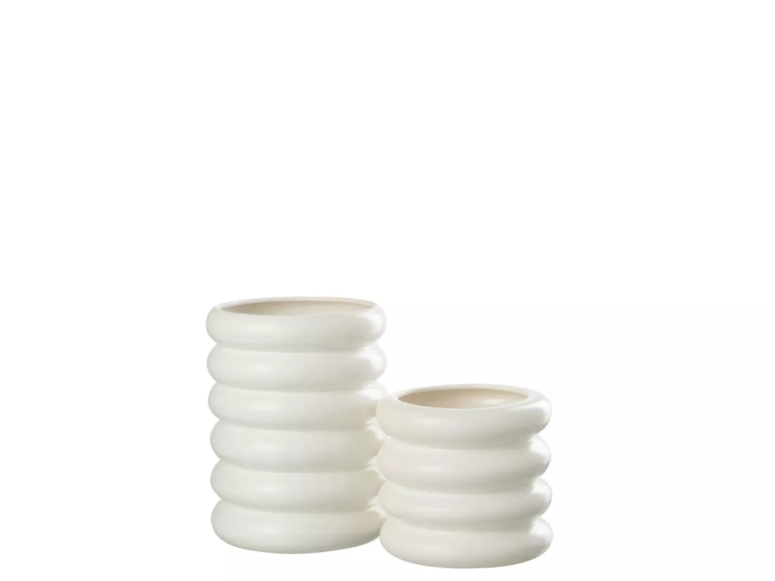 Cachepot bouees porcelaine blanc 21x21x28cm