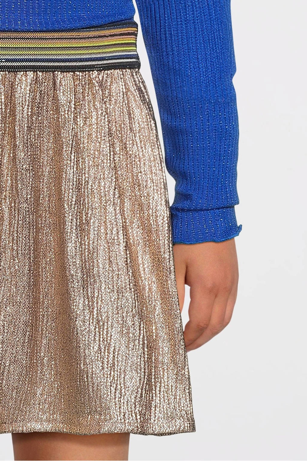 Like Flo jurk Mona met glitters kobaltblauw/lichtbruin