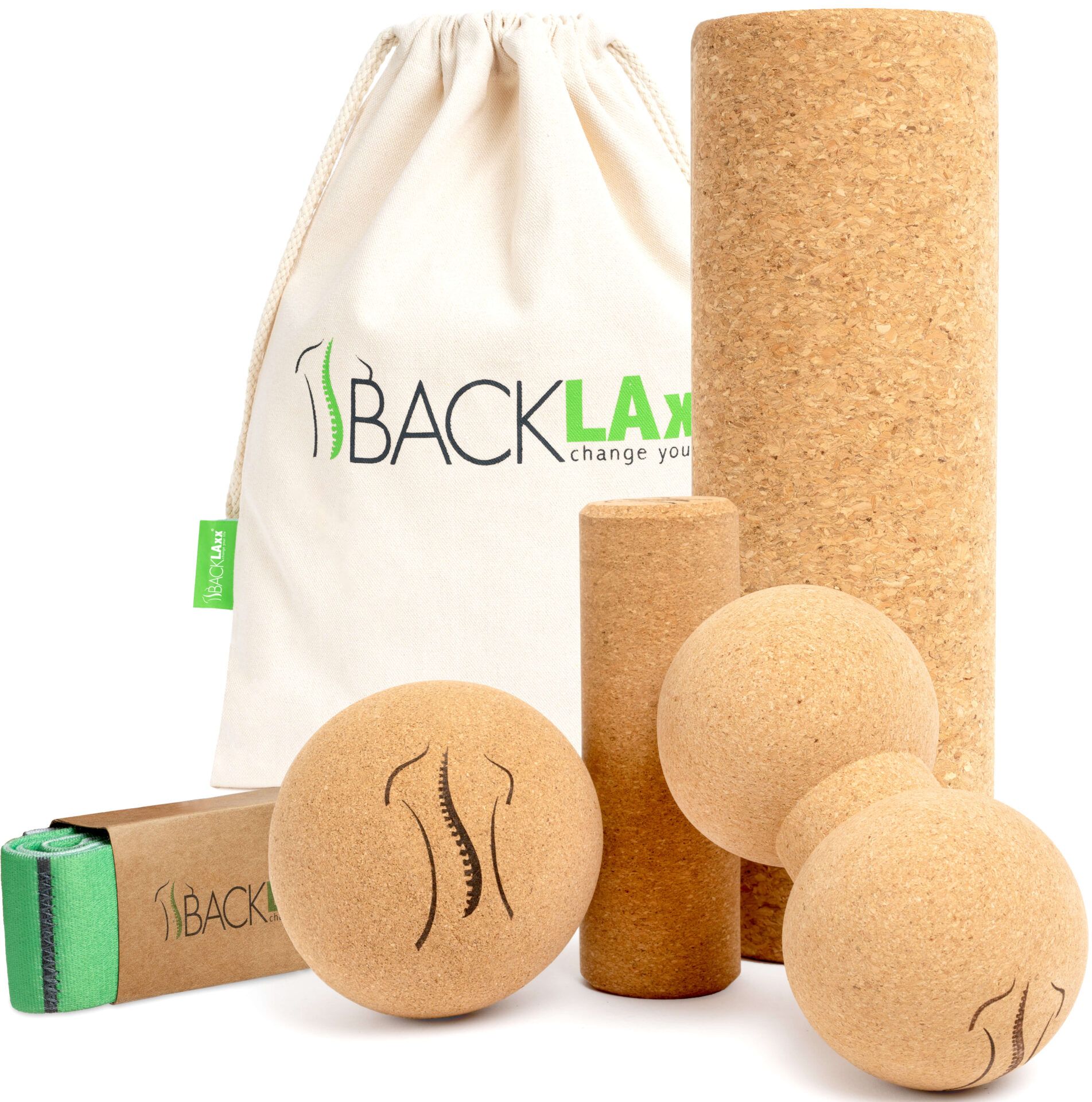 BACKLAxx® Faszienrolle 4er Set aus Kork