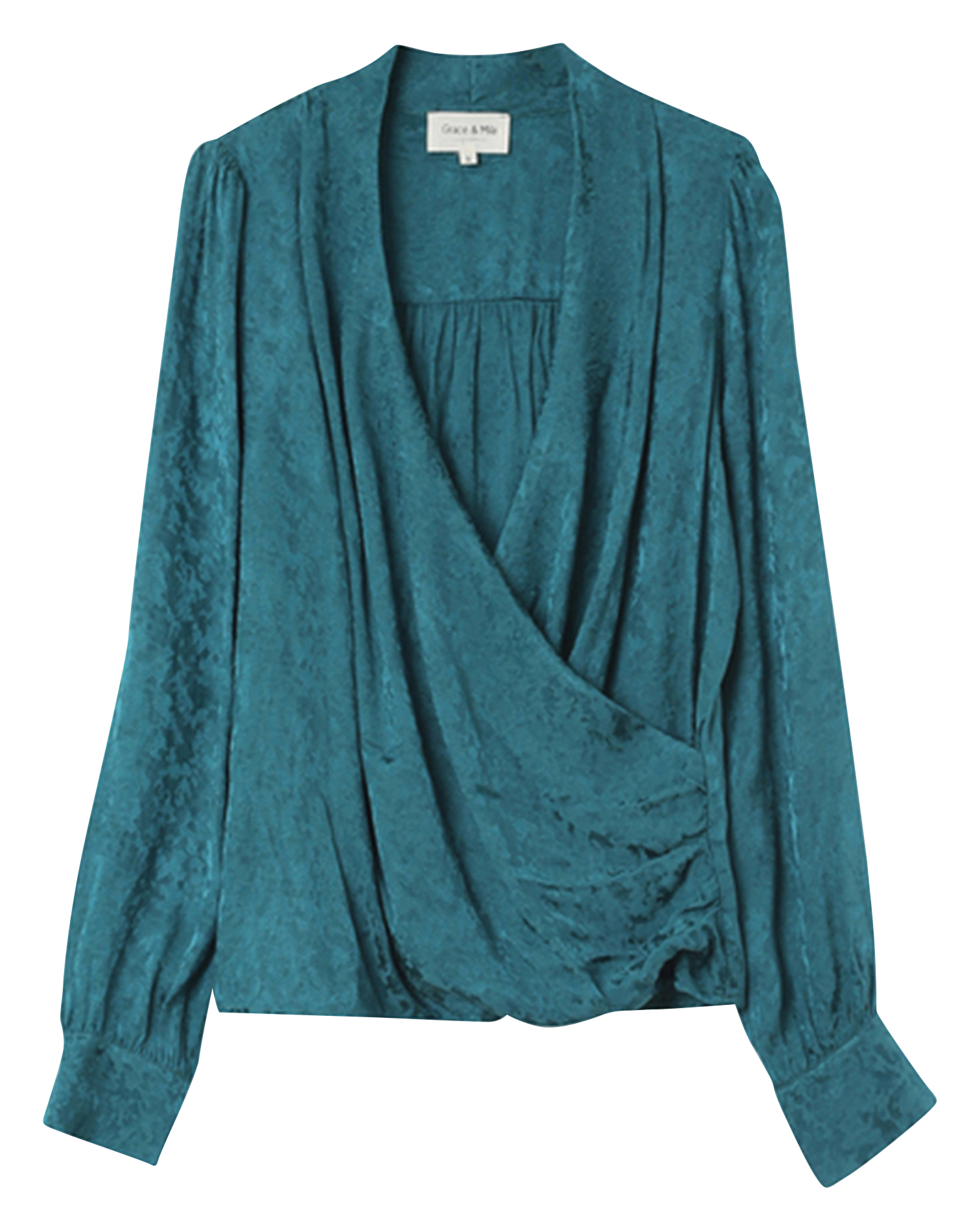 NONNA - Blouse droite cache-cœur drapée | Vert