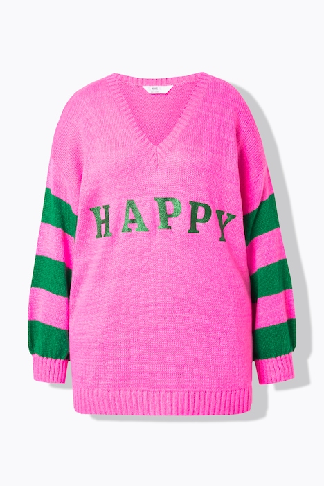 Pullover, oversized, HAPPY, Ringel-Ärmel