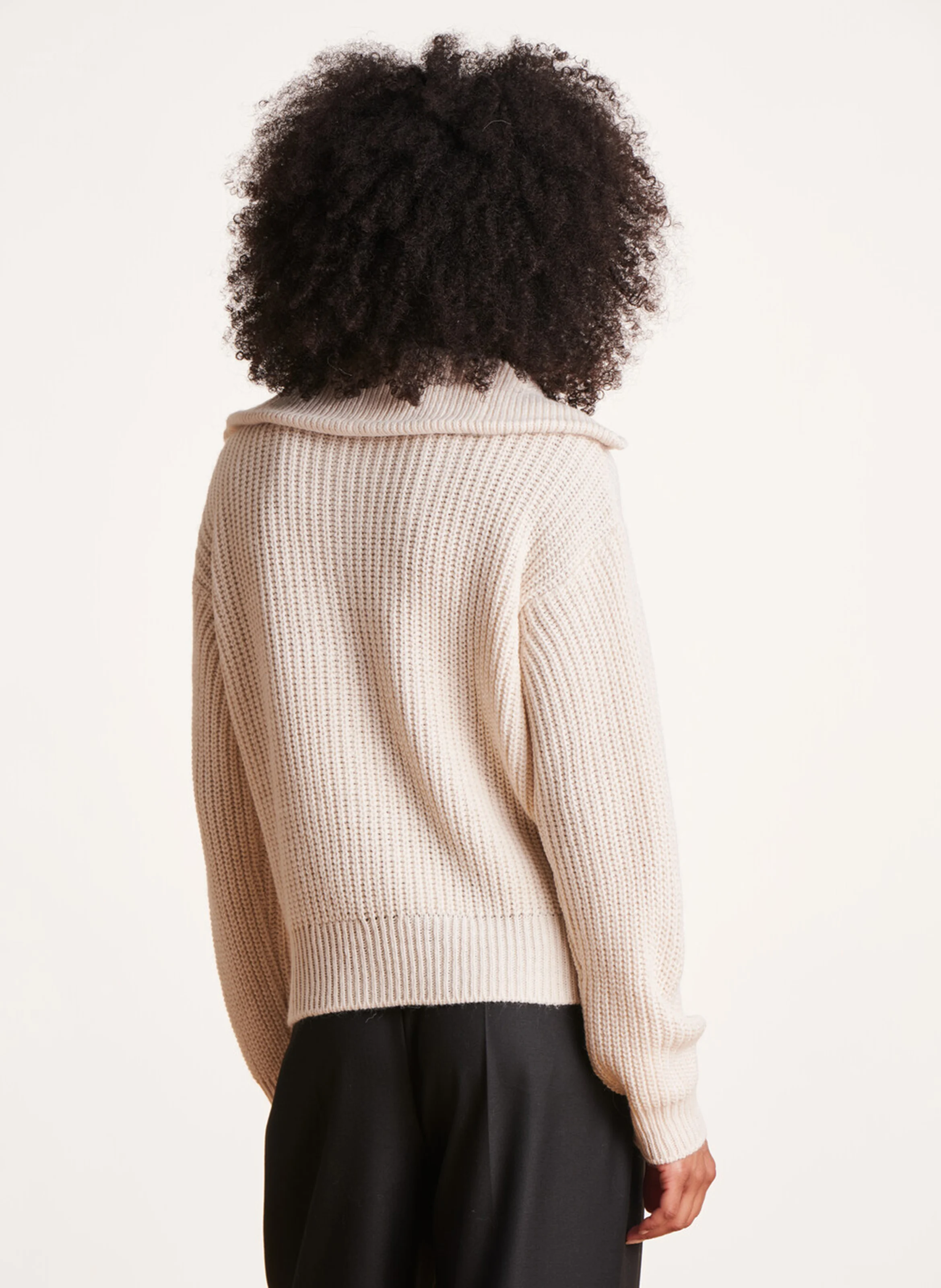 Pull oversize à col camionneur| Blanc