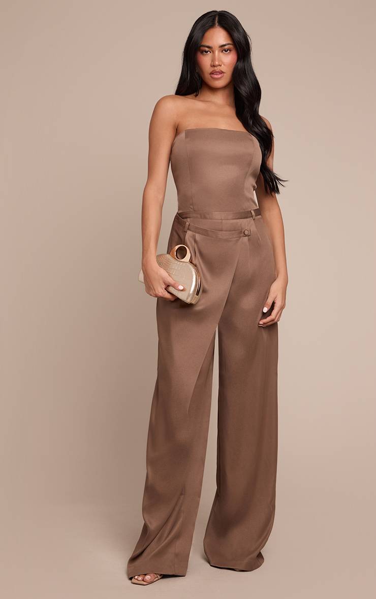 Champignon Combinaison Jambe Droite À Taille Portefeuille Et Bustier Bandeau