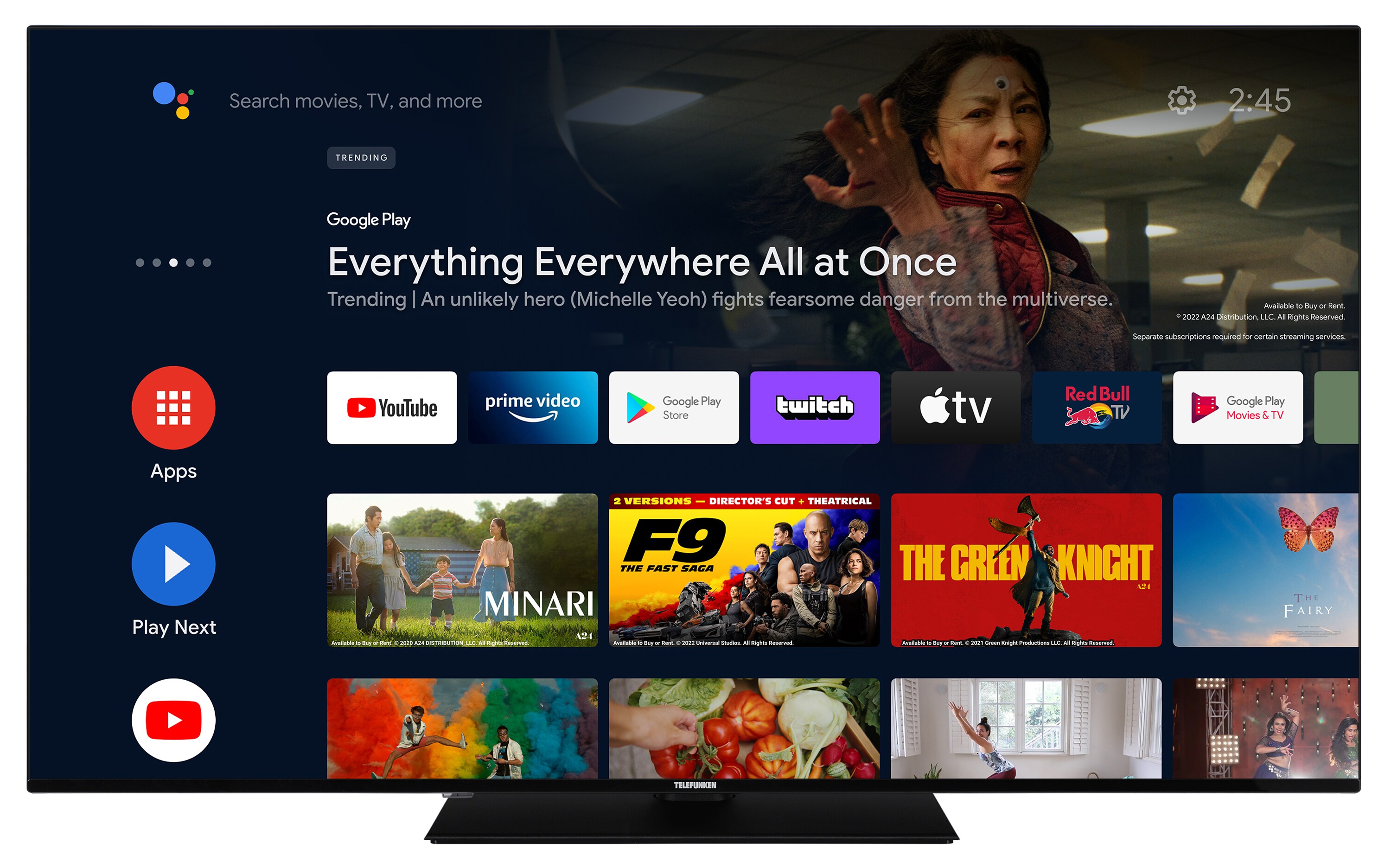 TELEFUNKEN D65U750X2CW 65 Zoll Fernseher / Android Smart TV (4K Ultra HD, HDR Dolby Vision, Triple-Tuner)