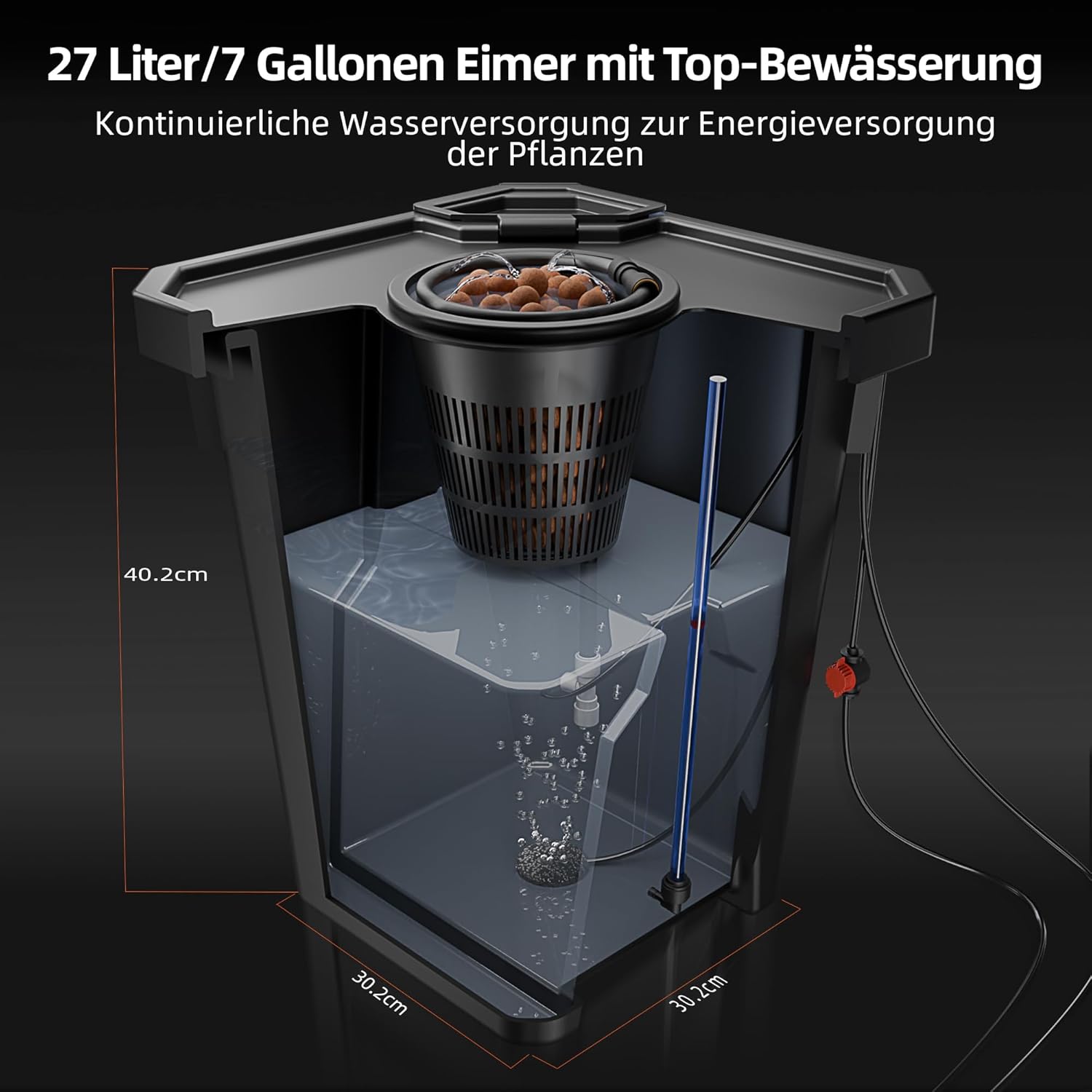 Spider Farmer DWC Hydrokultur Anbausystem mit 27 Liter/7 Gallonen Tiefwasserkultur, Neues Dreieckige Abdeckung Design, Umwälzendes Drip Garden System mit Topf-Tropfkit, 12W Luftpumpe, 4 Eimer