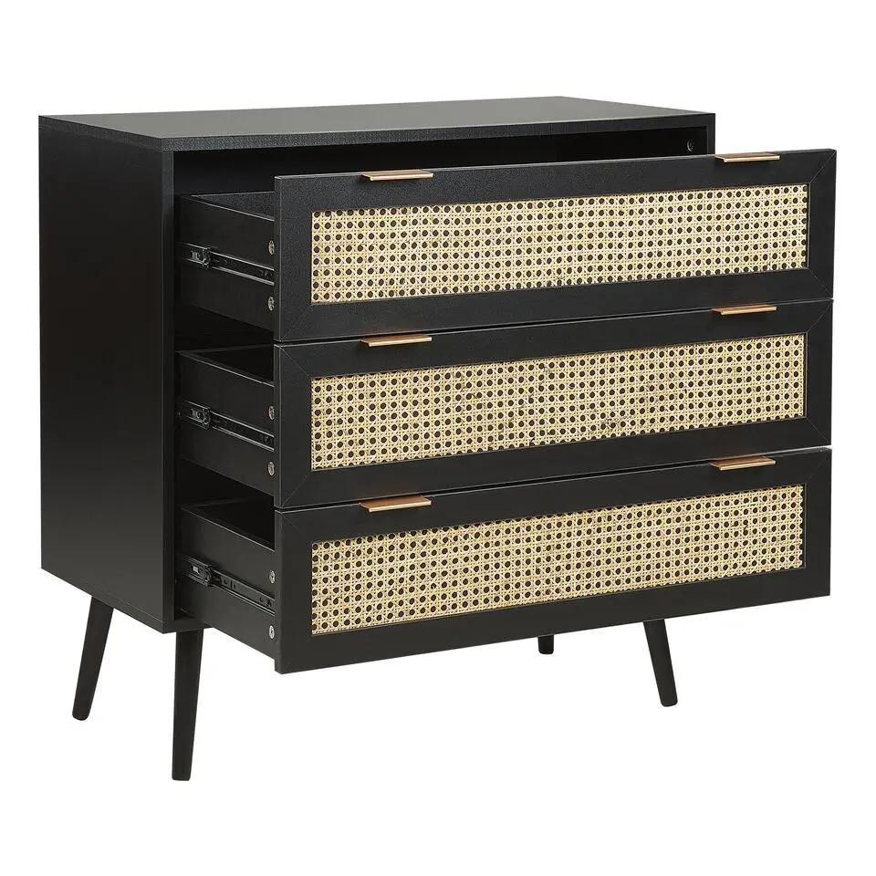 OPOCO - Commode - Zwart - Rotan