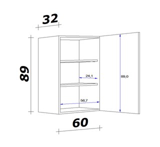 Hängeschrank Avila Magnolia/Lancelot Oak NB ca. 60x89x32cm