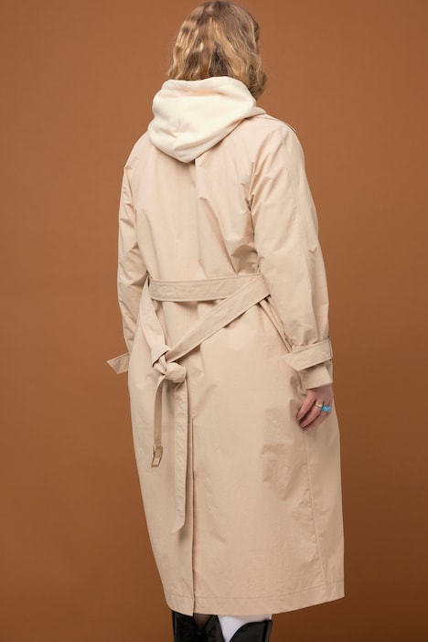 Trenchcoat, oversized, Revers, Bindegürtel