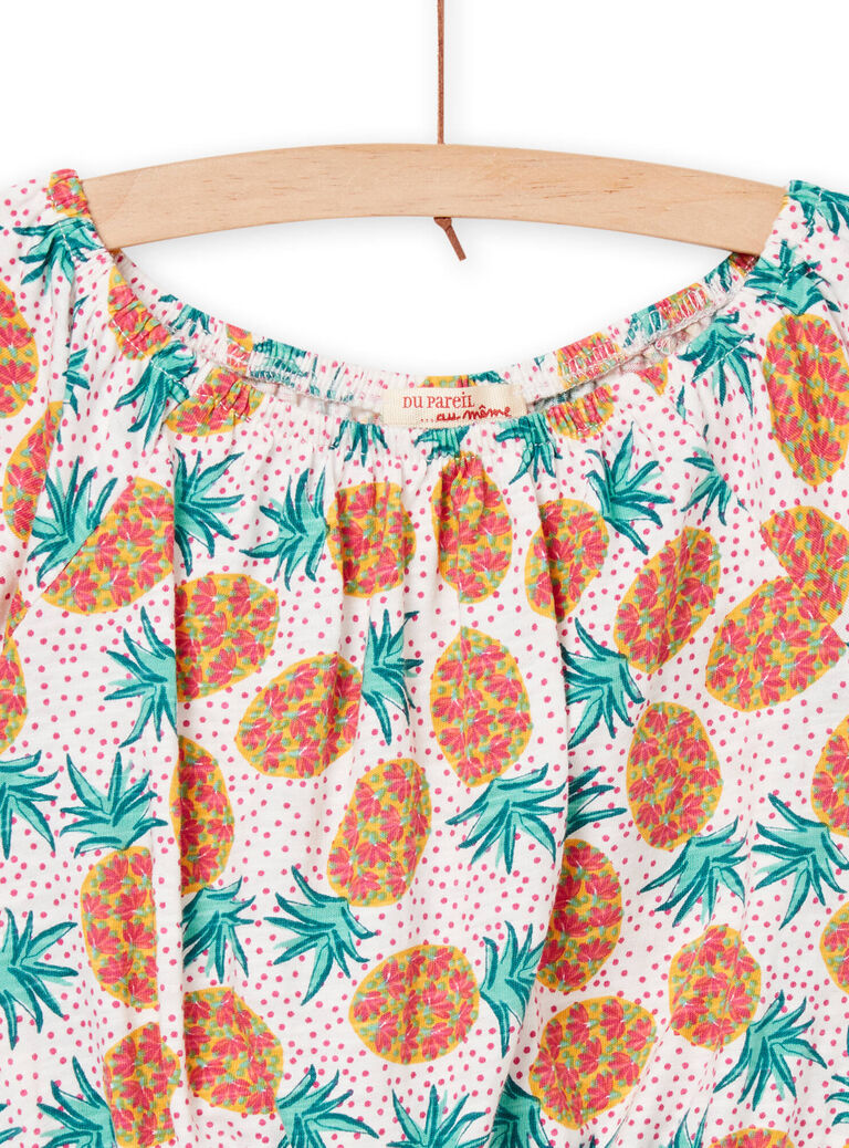 T-shirt manches courtes à imprimé ananas et pois enfant fille