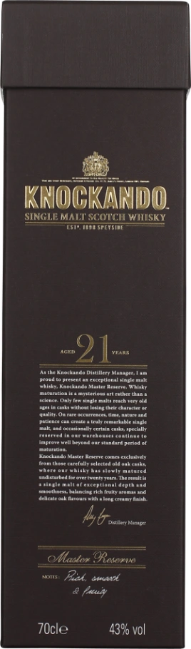 KNOCKANDO 21 YEARS MASTER RESERVE SINGLE MALT 70CL
