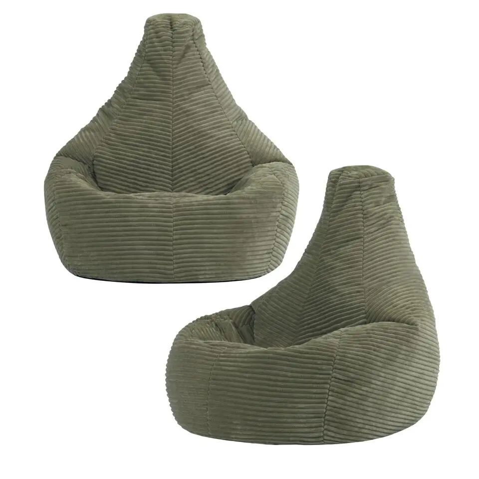 Set van 2 icon Kinderzitzakken Dalton - Corduroy Zitzak - Saliegroen