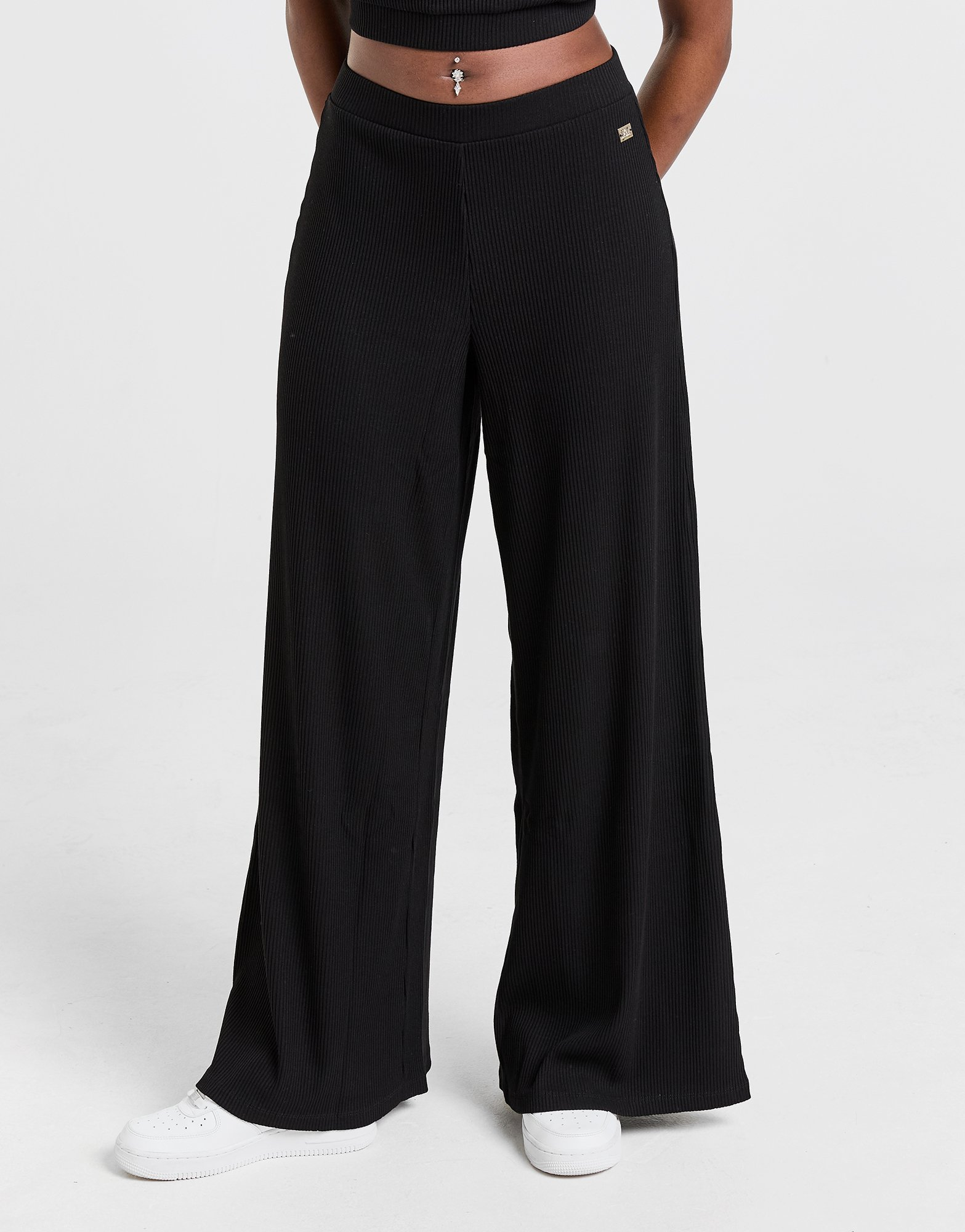 Emporio Armani EA7 Ensemble Crop-top/Pantalon de jogging Wide Leg Femme