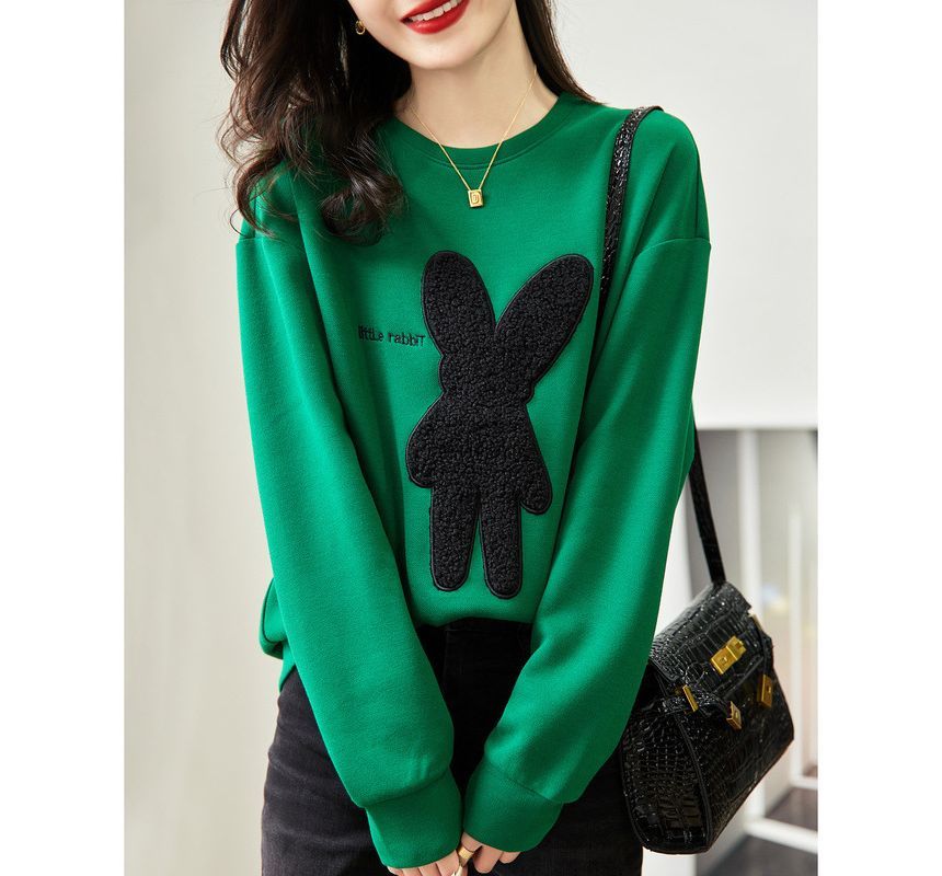 Jeonseon - Sweatshirt met ronde hals en konijnenborduursel