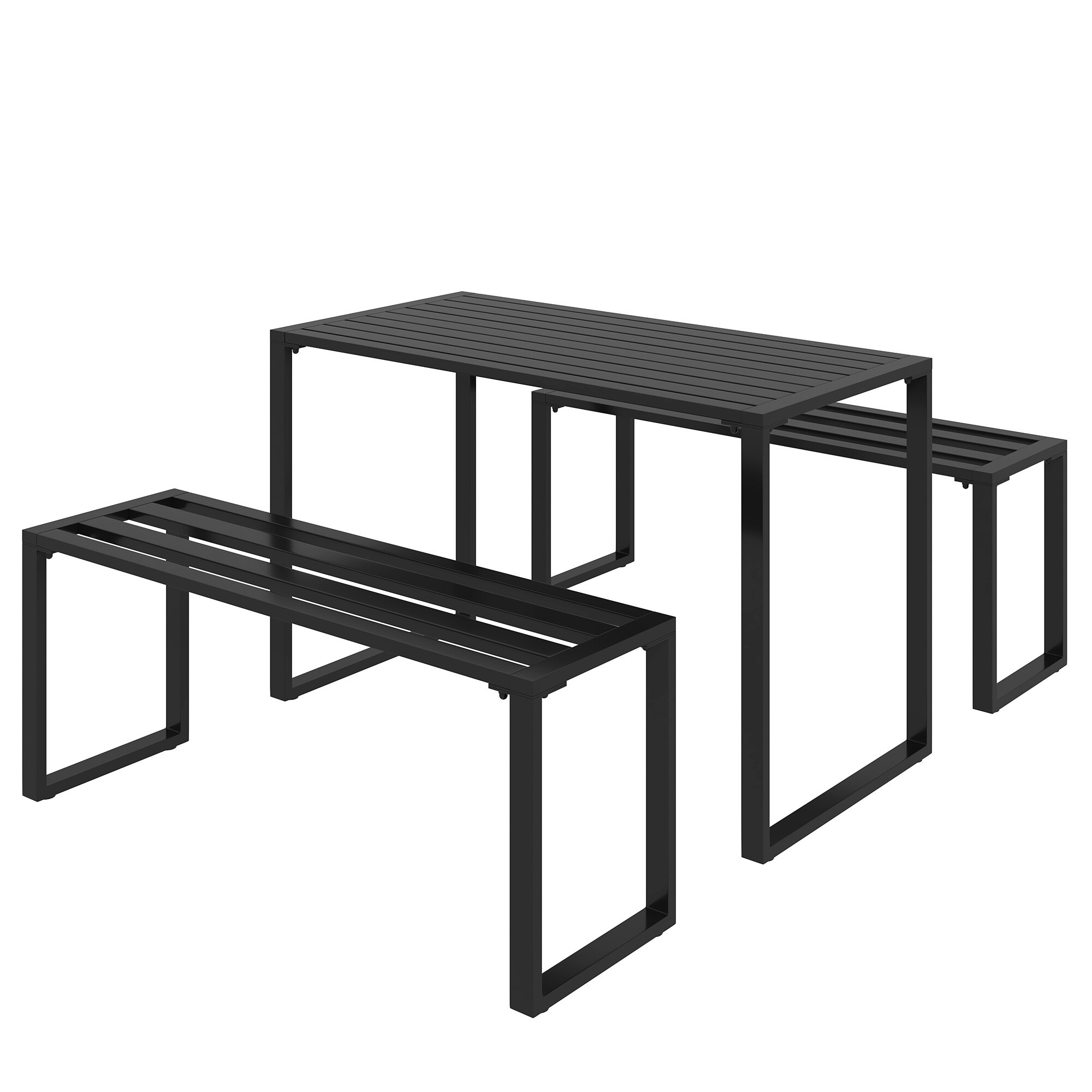 Outsunny Gartengarnitur als 3-teiliges Set schwarz