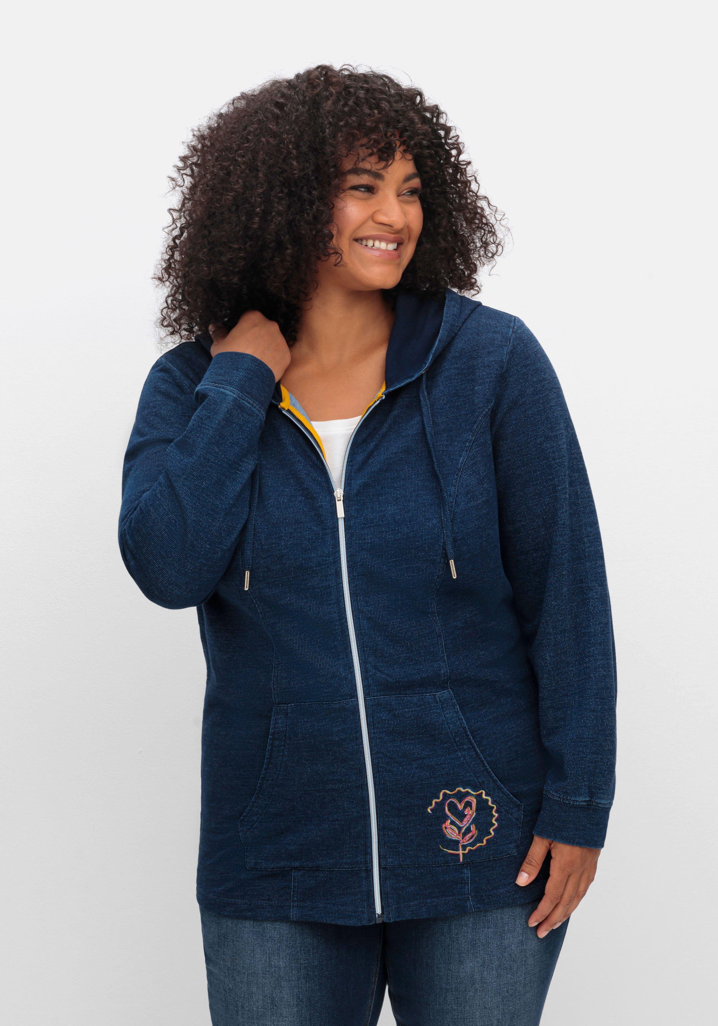 Sweatjacke mit Kapuze, im Denim-Look