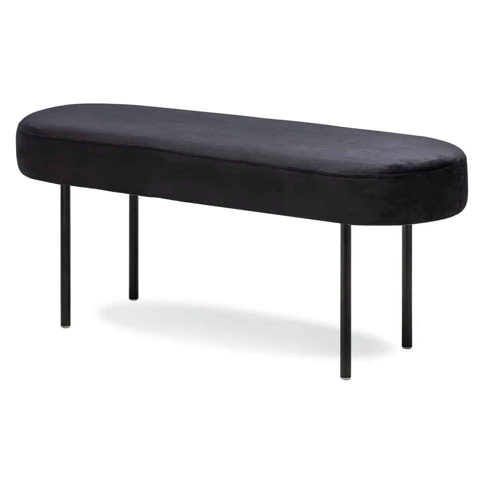 Metalen bank met zwarte fluwelen bekleding