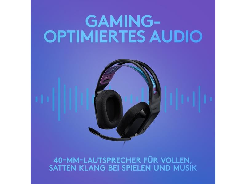 Logitech Headset G335 Gaming Schwarz Komfortables Gaming-Headset für PC und Spielkonsolen