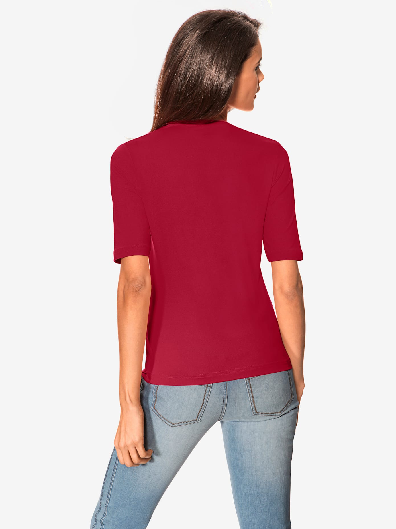 T-shirt en v manches mi-longues et encolure en v féminine