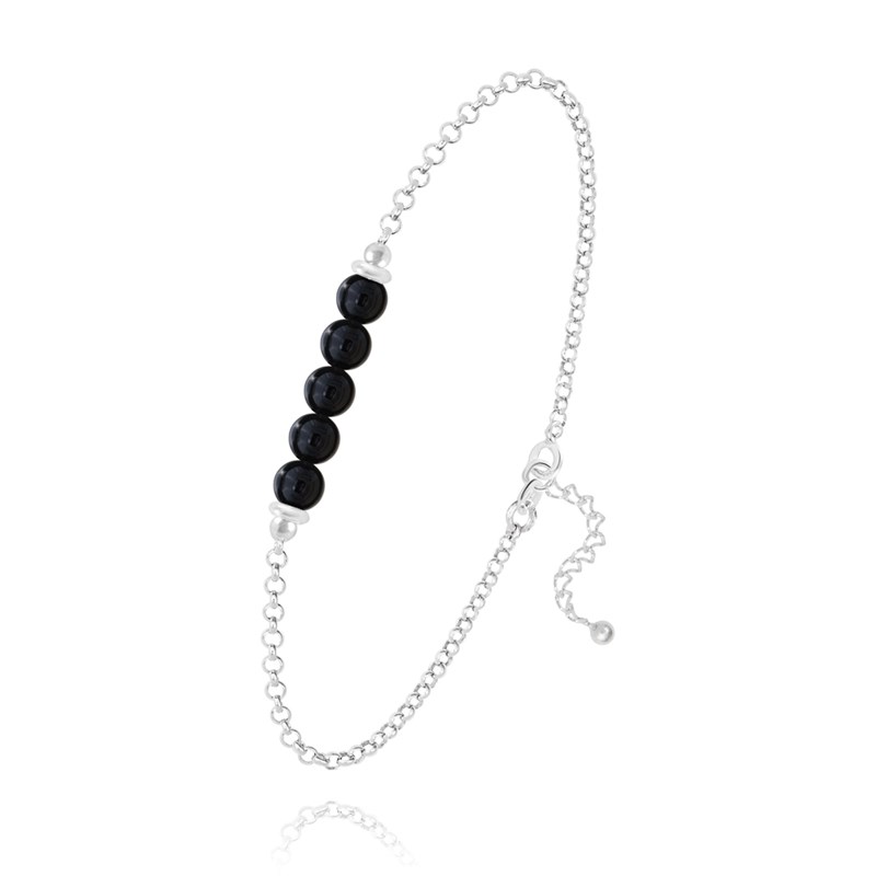 Bracelet en argent 925 et pierres naturelles Onyx