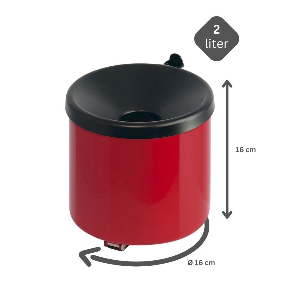 PROREGAL Ronde brandblussende wandasbak 2 liter HxØ 16 x 16 cm Metaal Wit met zwarte deksel
