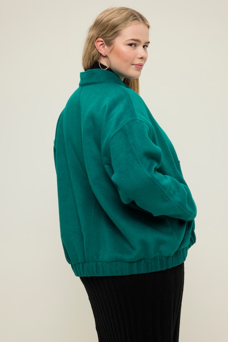 Blouson, oversized, Wolloptik, Collegekragen, elastischer Saum