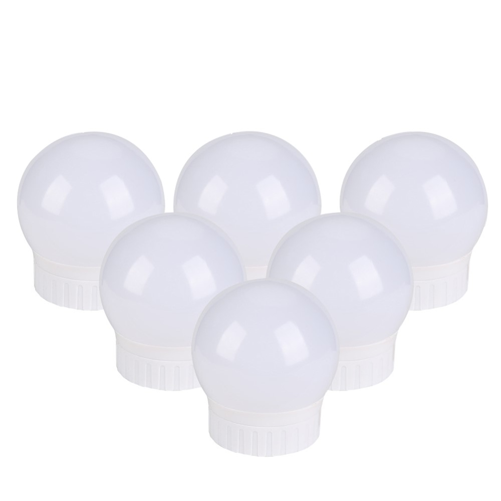 (6er Set) Hollywood Schminkleuchten LED Lichter Nachrüst Kit für Make Up Spiegel - Weiss