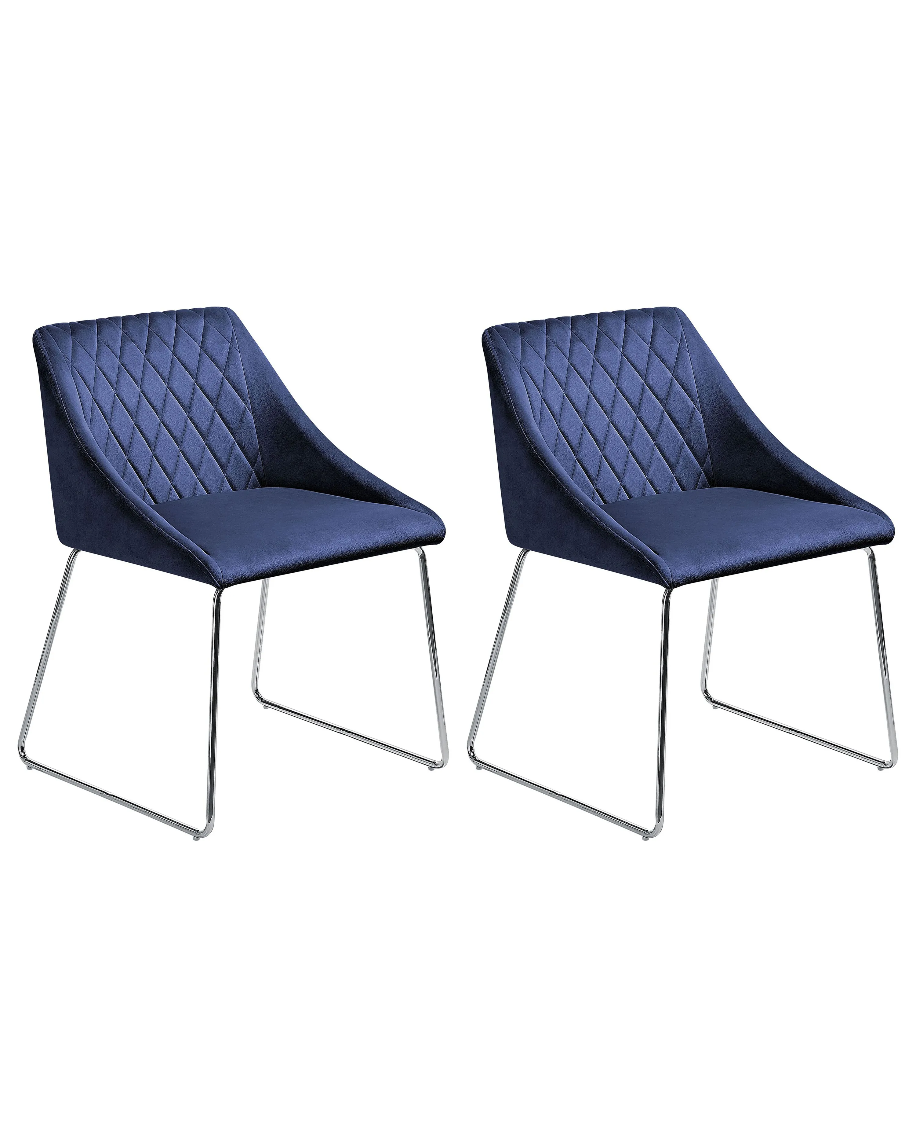 Set van 2 eetkamerstoelen ARCATA Fluweel Marineblauw