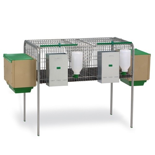 Gaiola Laguna com ninhos para criação de coelhos, cor prata