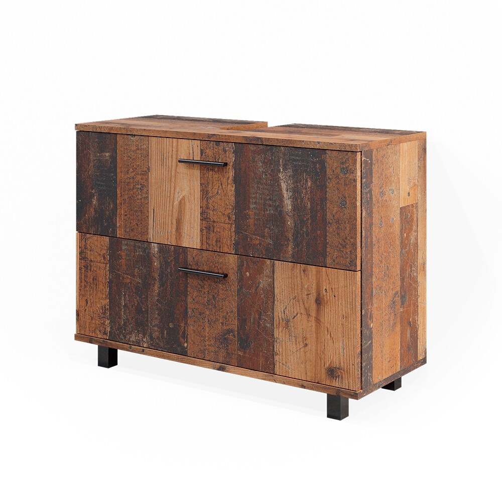 Vicco Waschtischunterschrank Waschbeckenunterschrank Ilias Old Style modern 80x61 cm Badezimmer Schrank Badschrank Badkommode Badmöbel 2 Schubladen