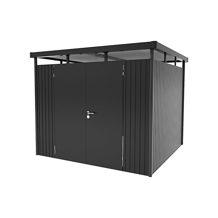 Abri de jardin double porte Biohort HighLine H2 en métal coloris gris foncé métallique ép.0,53 mm surface extérieure 5,36 m²