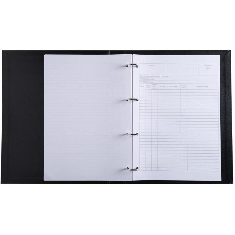 Reliure registre 32x26cm 4 anneaux avec recharge de 100 feuillets imprimés - Mouvements de titre