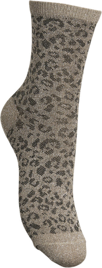 Pieces PCSEBBY GLITTER LONG AOP SOCKS NOOS Taupe gray/black