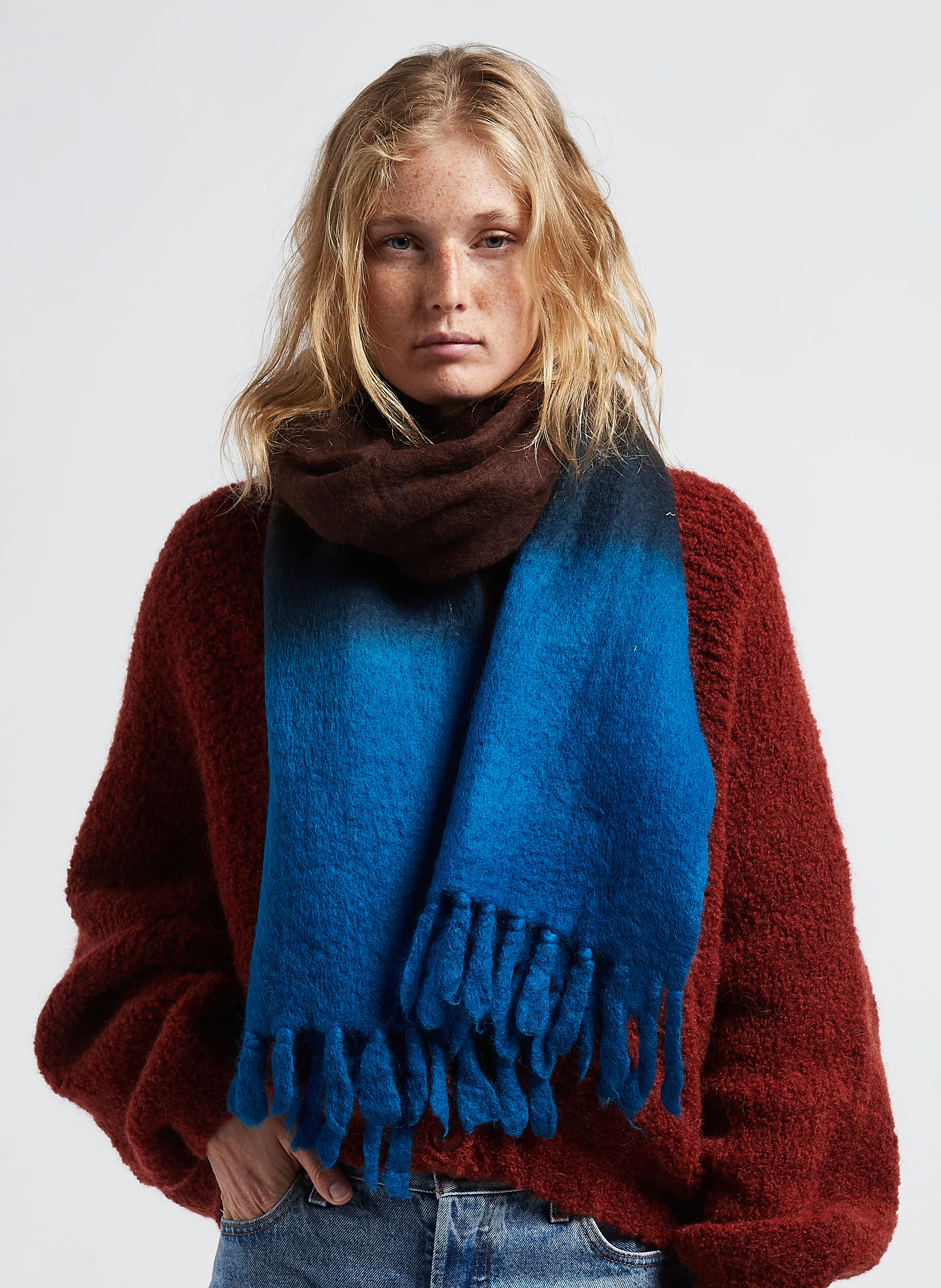 N°698 - Echarpe en laine mélangée | Bleu