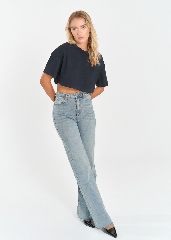 Straight leg stretch jeans sea blauw