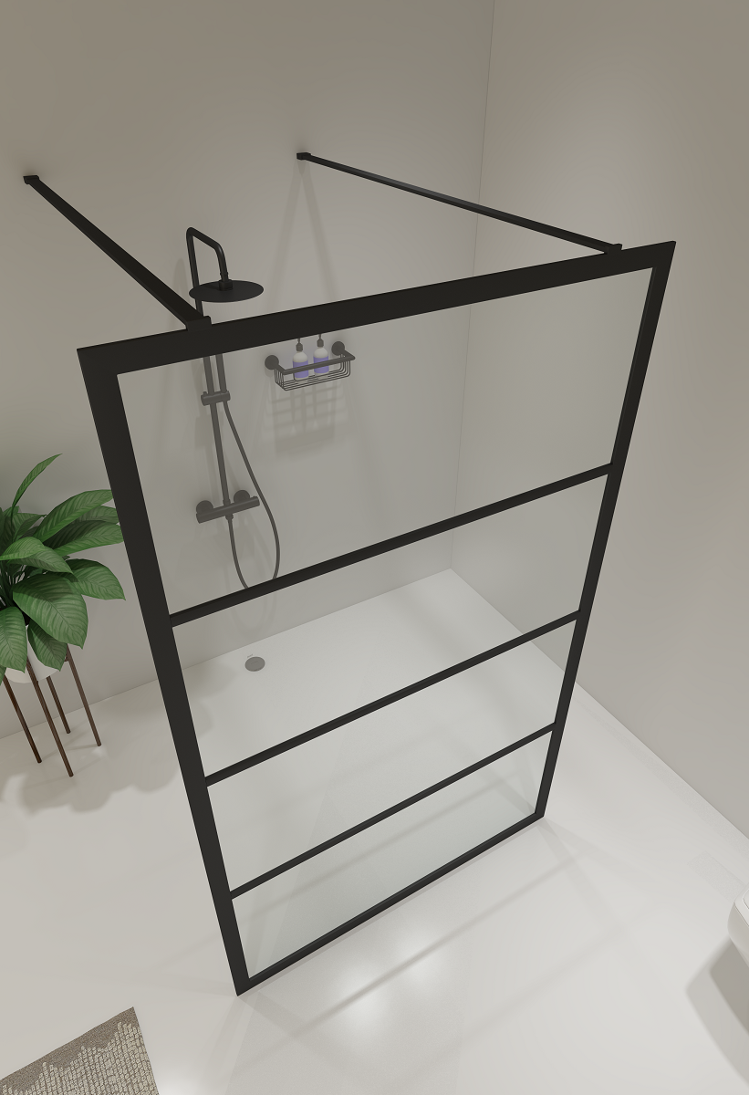 Saniclear Nero vrijstaande douchewand 90x200cm