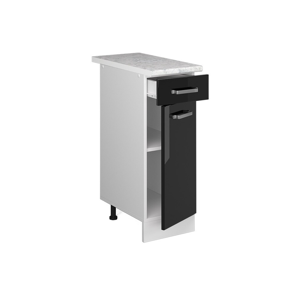 Vicco Schubunterschrank Küchenschrank R-Line Solid Weiß Schwarz 30 cm modern Arbeitsplatte