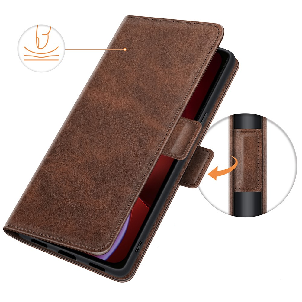 iPhone 13 Vintage Leder Tasche Flip Cover Fashion Design - Braun