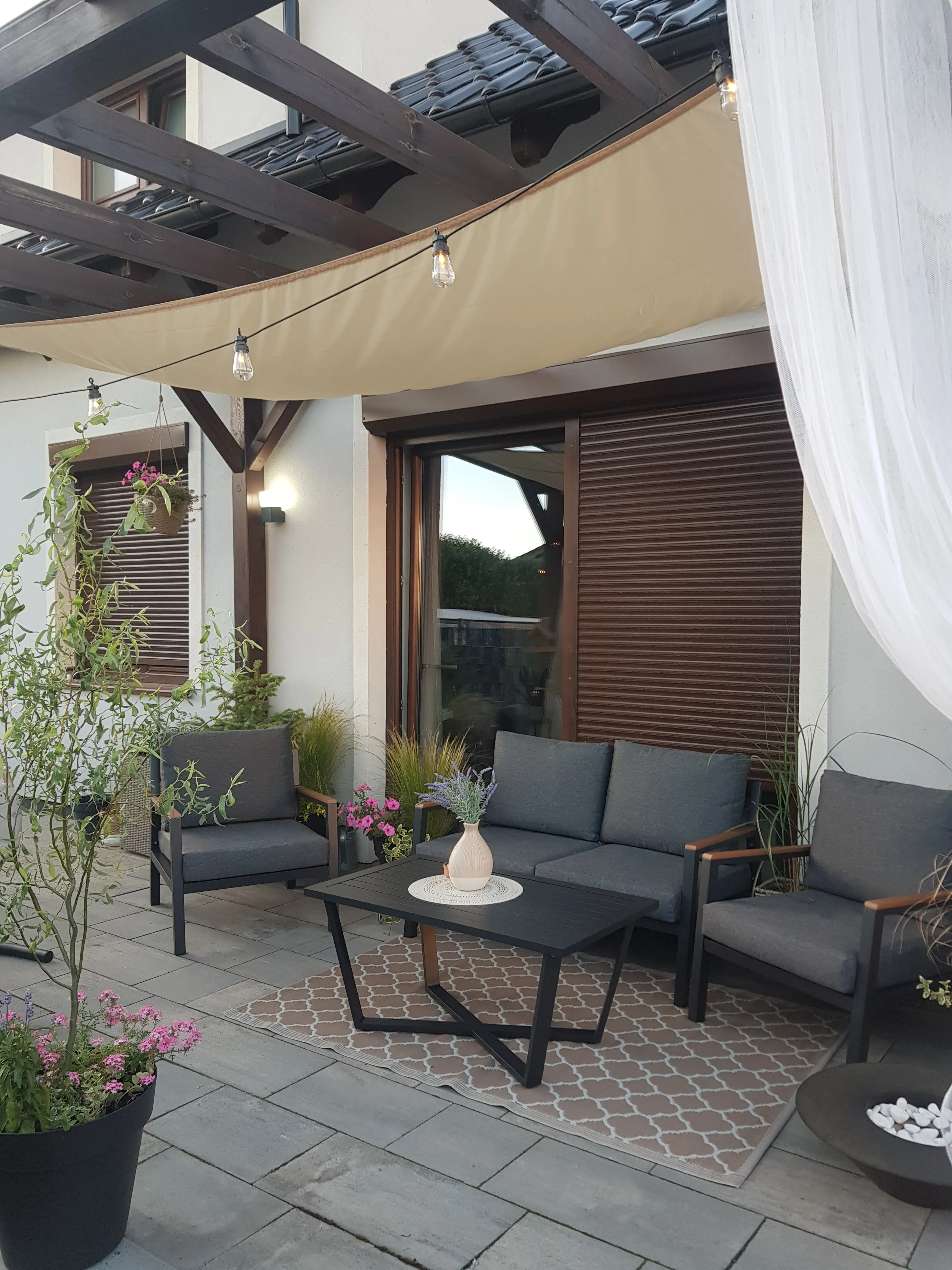 Loungeset met tafel 4-zits DELIA Metaal Grijs