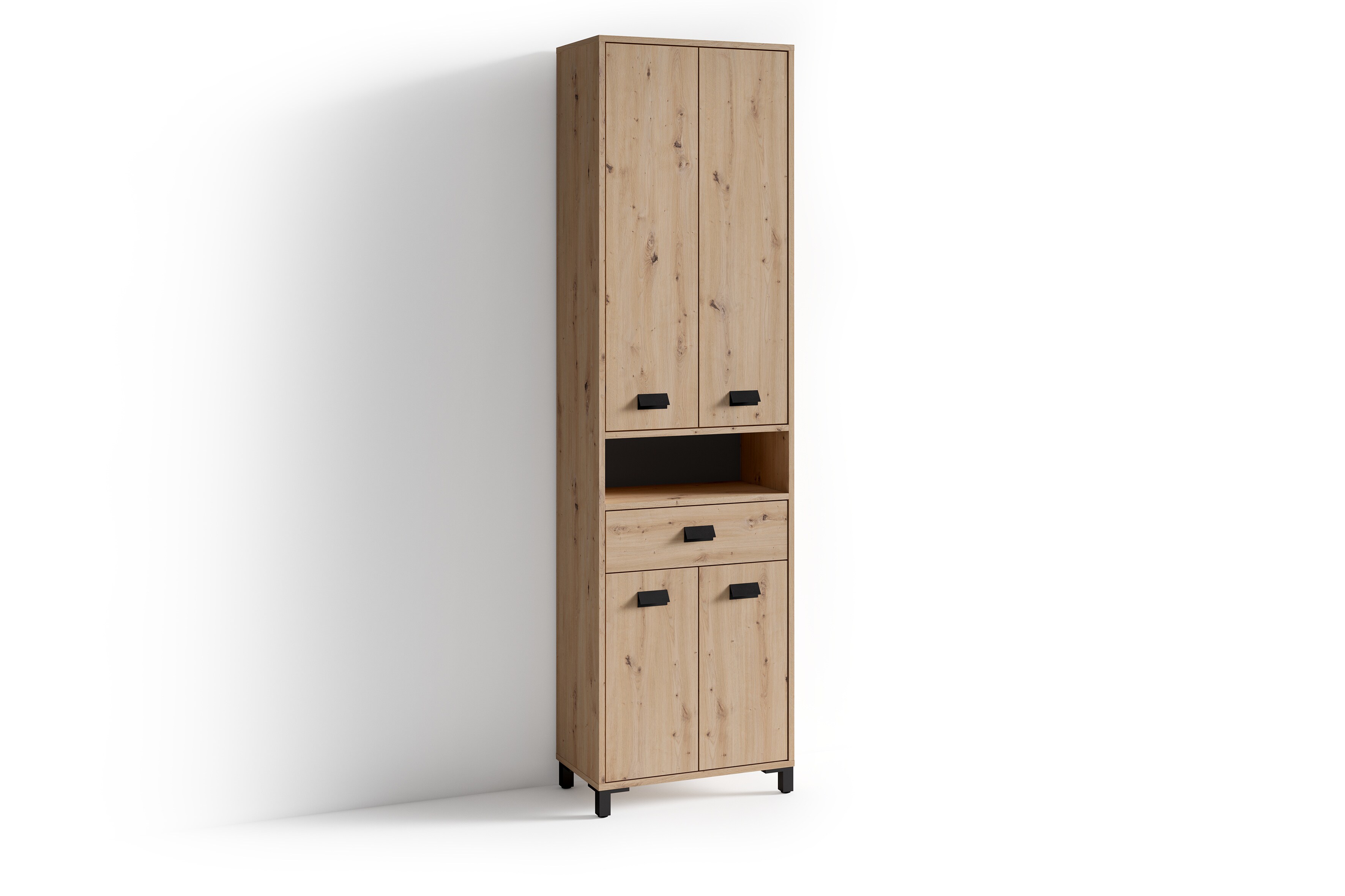 byLIVING Badezimmer Hochschrank WELLNESS, Breite 54 cm, Artisan Eiche/schwarz