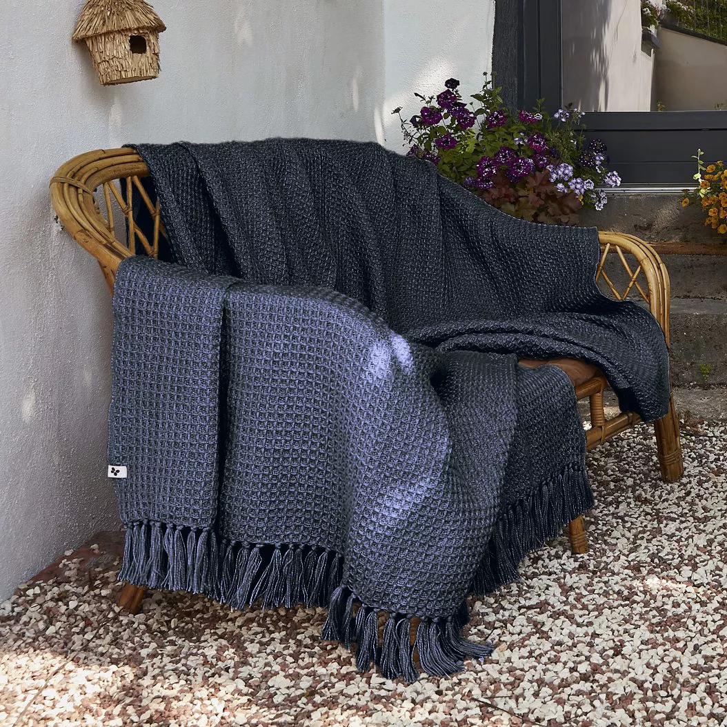 Plaid canapé matière recyclée (180 x 220 cm) Gabin Bleu nuit