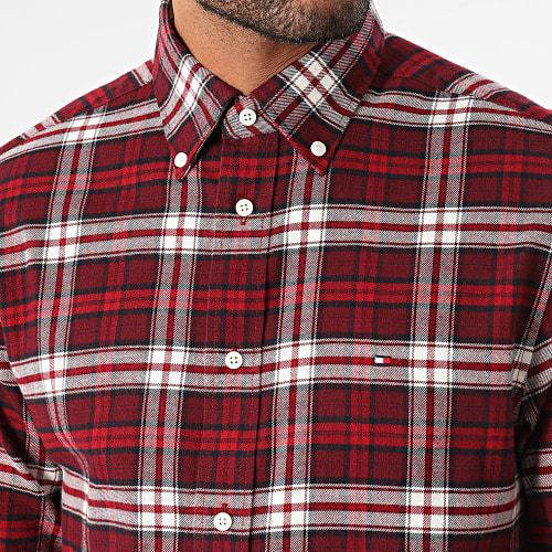 Chemise Manches Longues A Carreaux Brushed Tartan 2890 Bordeaux Blanc