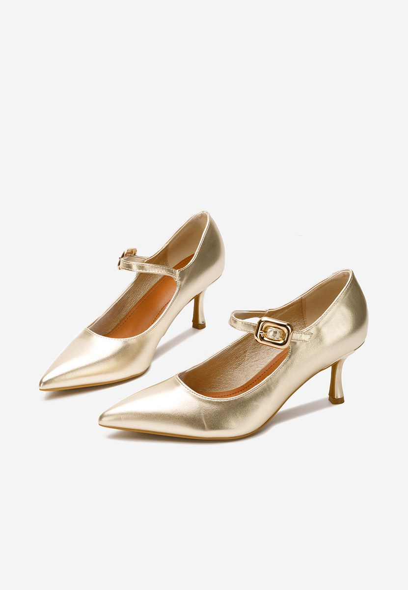 Chaussures à talon fin dorées Natela