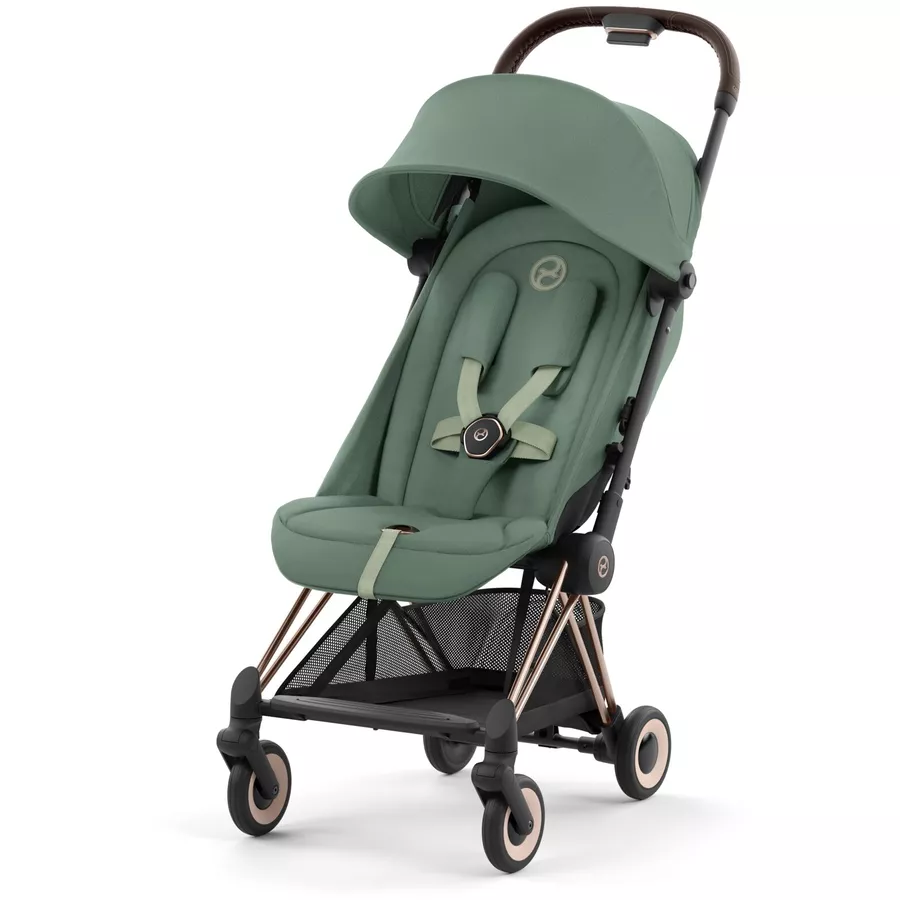 cybex PLATINUM Buggy Coya Rosegold Leaf Green inklusive Babyschale Cloud T I-Size Sepia Black und Adapter