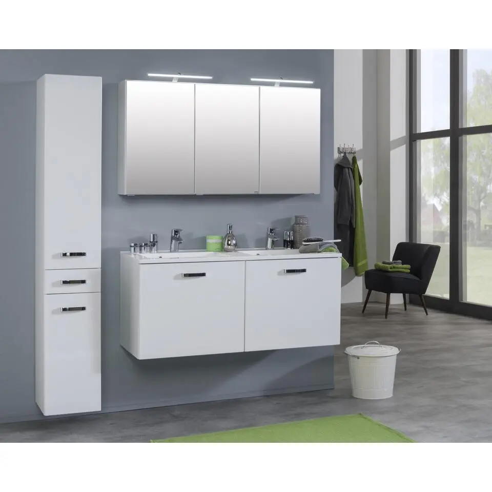 Spiegelkast Bobbi 120cm model 2 3 deuren & ledverlichting - wit