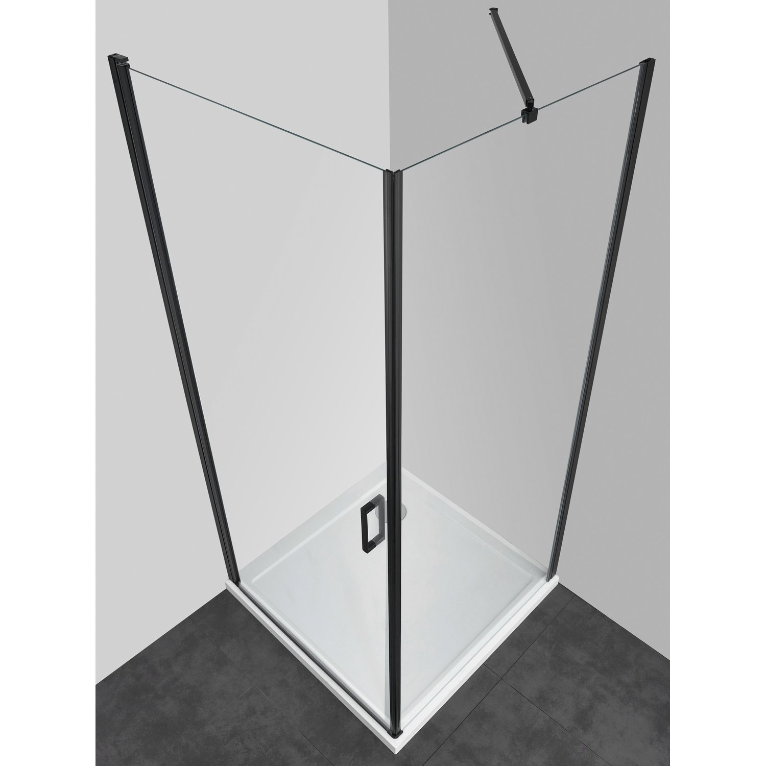 Saniclear Elite Black douchecabine 80x80 met 1 draaideur en zwarte profielen