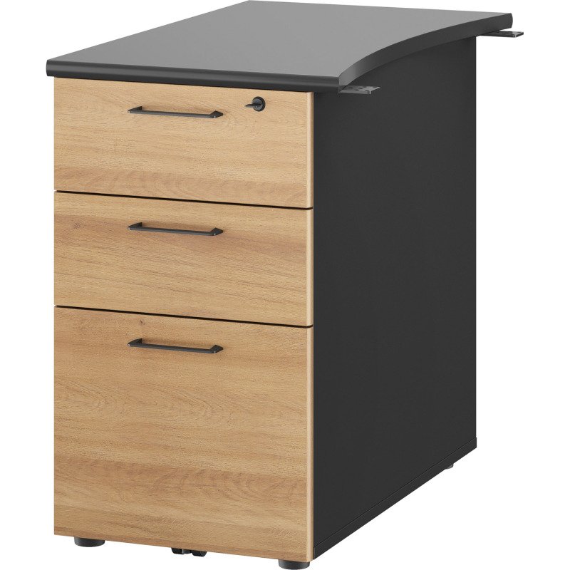 Caisson hauteur de bureau bois Quarta Plus 3 tiroirs