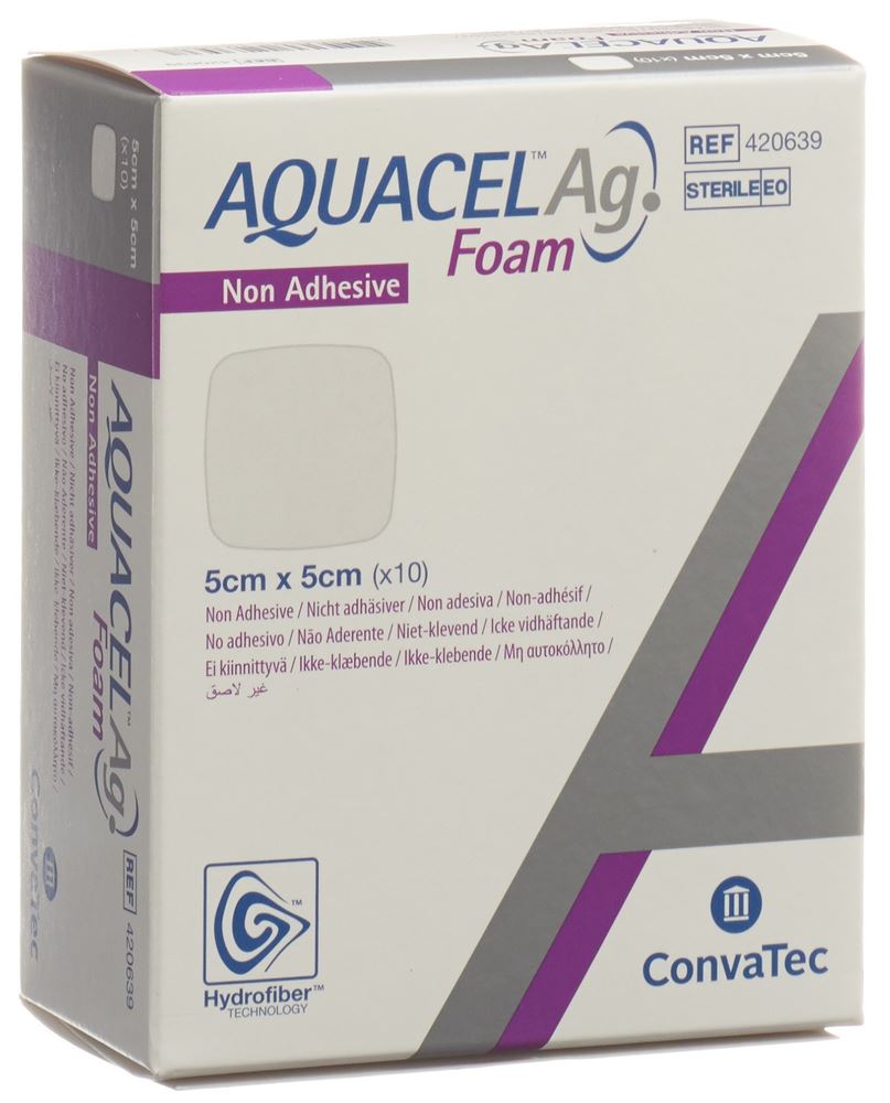 Aquacel Ag Foam Schaumverband nicht-adhäsiv 5x5cm 10 Stk