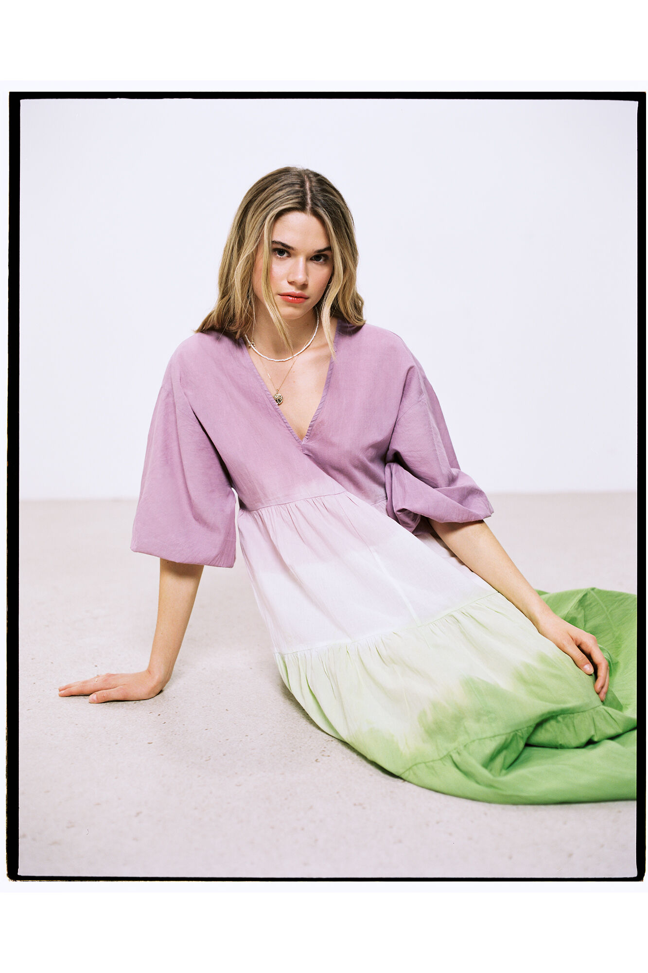 Vestido midi com efeito degradê - roxo