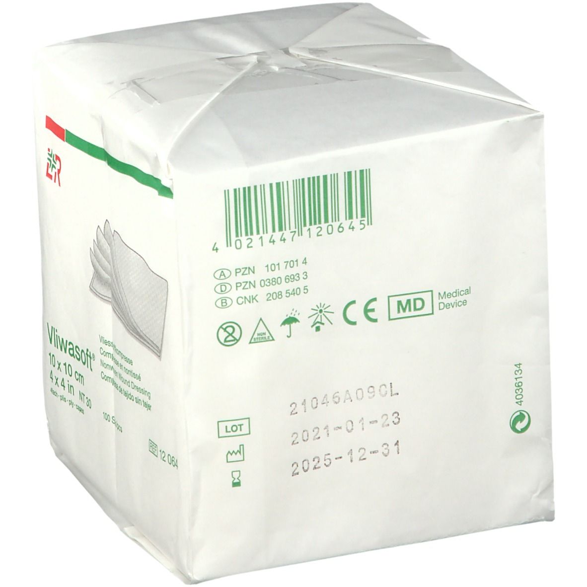 Vliwasoft® Vliesstoffkompresse 10 cm x 10 cm 4lagig unsteril