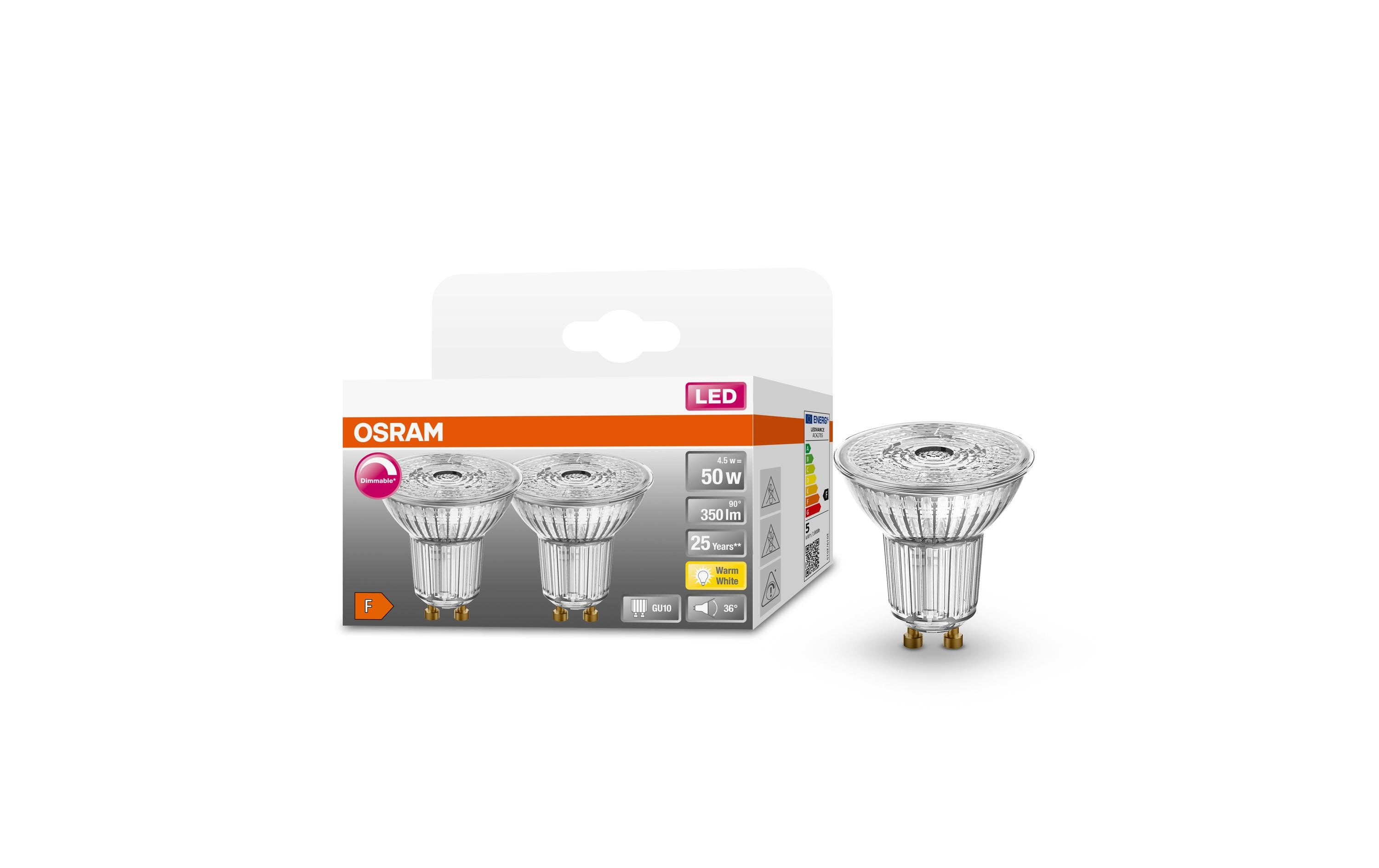 Lampe Superstar Par 16 36 °, 4.5W, GU10, Warmweiss, 2 StückDimmbare LED-Reflektorlampen PAR16 mit Retrofit-Stecksockel